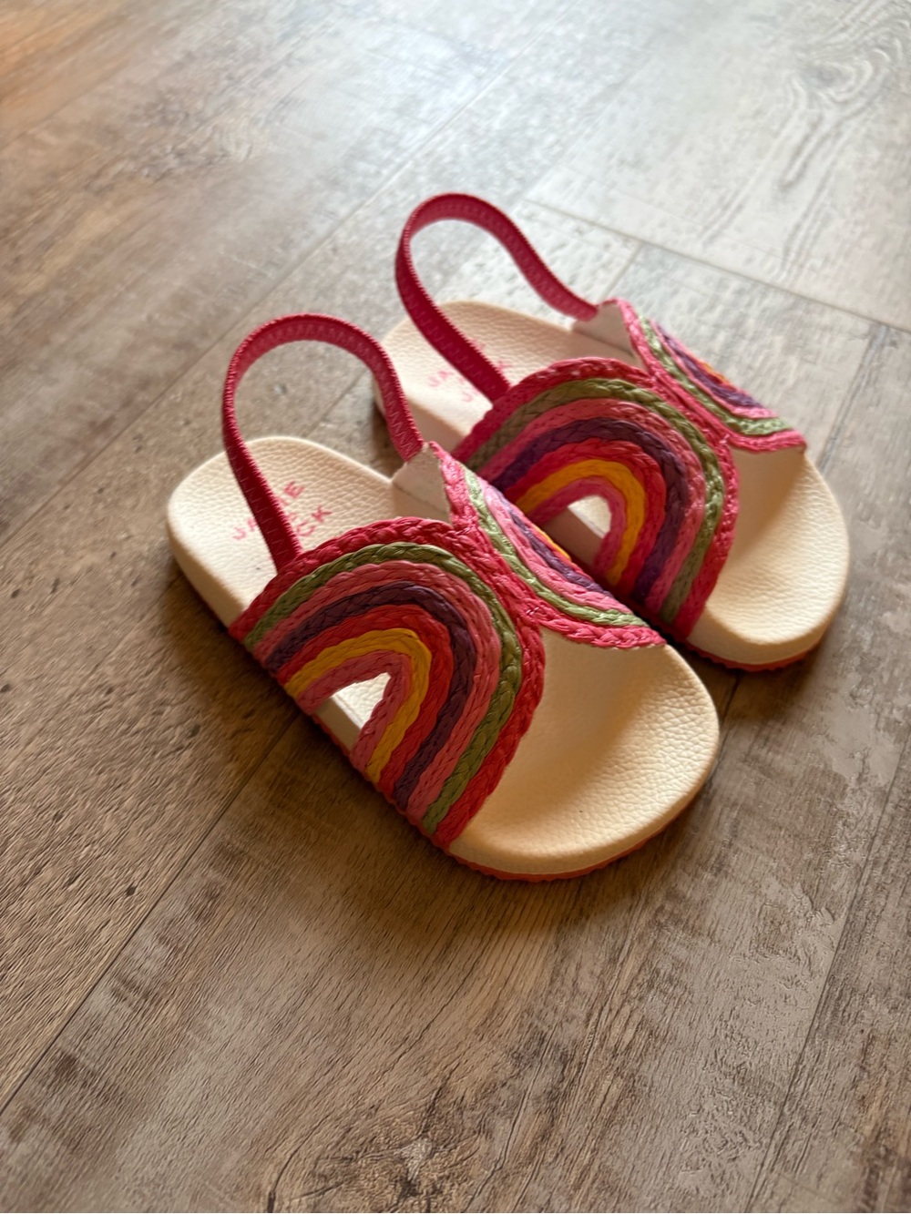 NWOT Janie & Jack Pink Rainbow Slide Sandals with Back Strap